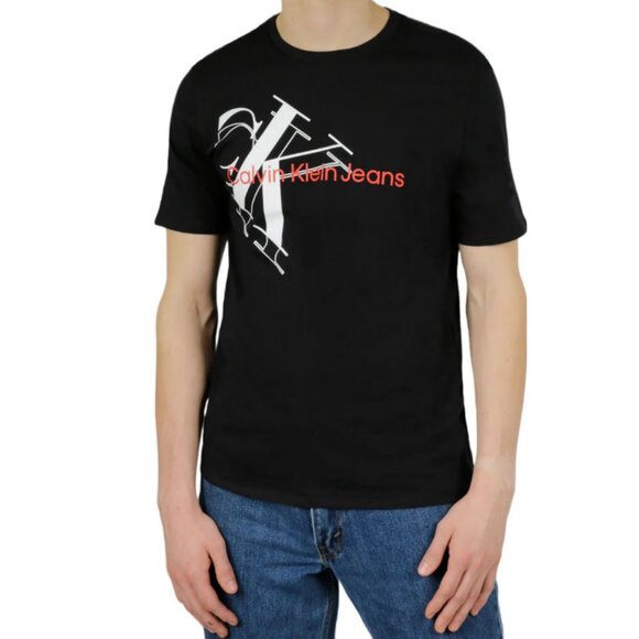 Calvin Klein Mens' CK Graphic Relaxed Fit Crew Neck Short Sleeve Tee in Black - Picture 3 of 10